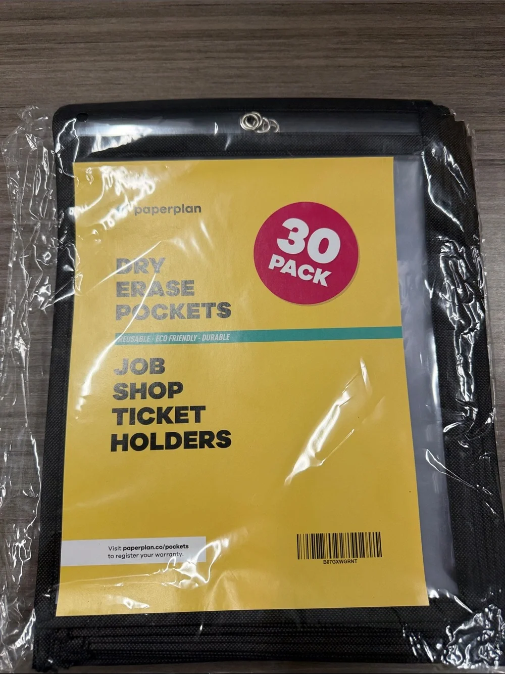 Paperplan Black Dry Erase Pockets - 30 Pack